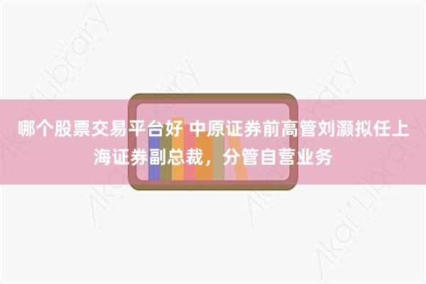 哪个股票交易平台好 中原证券前高管刘灏拟任上海证券副总裁，分管自营业务
