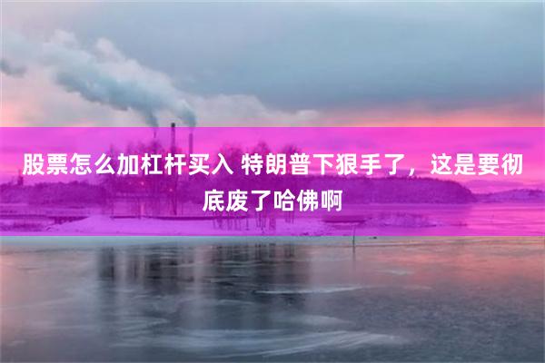 股票怎么加杠杆买入 特朗普下狠手了，这是要彻底废了哈佛啊