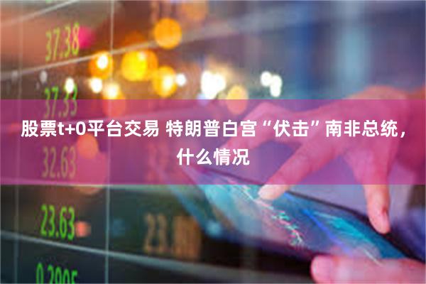 股票t+0平台交易 特朗普白宫“伏击”南非总统，什么情况
