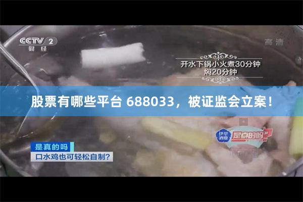 股票有哪些平台 688033，被证监会立案！