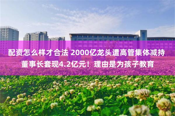 配资怎么样才合法 2000亿龙头遭高管集体减持 董事长套现4.2亿元！理由是为孩子教育
