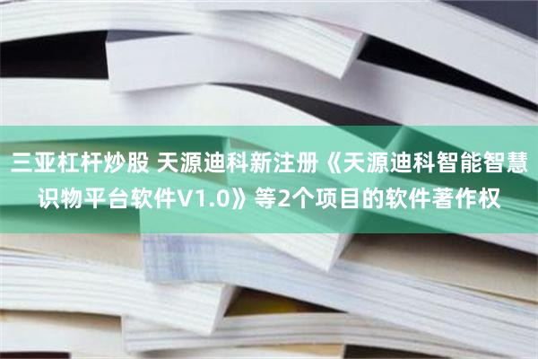 三亚杠杆炒股 天源迪科新注册《天源迪科智能智慧识物平台软件V1.0》等2个项目的软件著作权