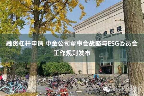 融资杠杆申请 中金公司董事会战略与ESG委员会工作规则发布