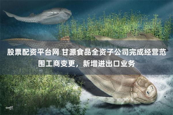 股票配资平台网 甘源食品全资子公司完成经营范围工商变更，新增进出口业务