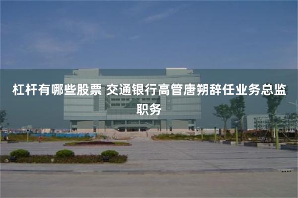 杠杆有哪些股票 交通银行高管唐朔辞任业务总监职务