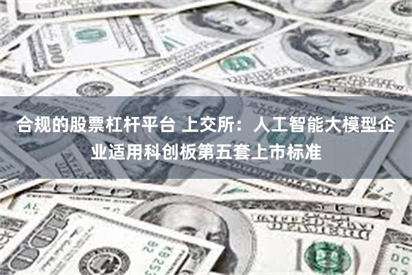 合规的股票杠杆平台 上交所：人工智能大模型企业适用科创板第五套上市标准