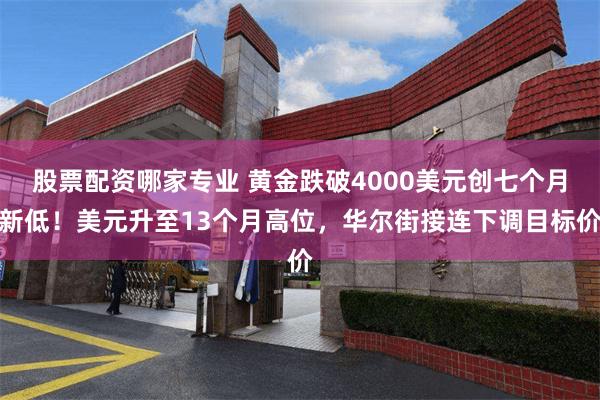股票配资哪家专业 黄金跌破4000美元创七个月新低！美元升至13个月高位，华尔街接连下调目标价