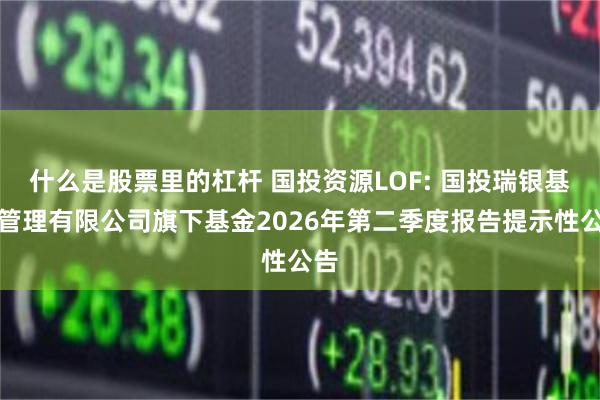 什么是股票里的杠杆 国投资源LOF: 国投瑞银基金管理有限公司旗下基金2026年第二季度报告提示性公告