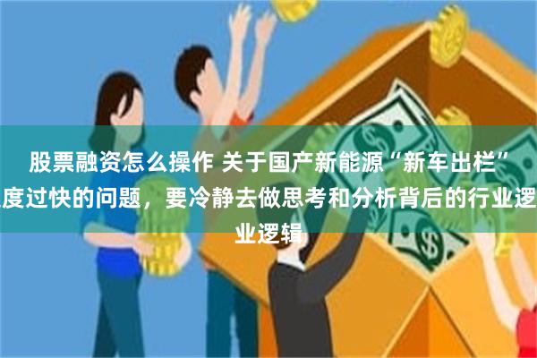 股票融资怎么操作 关于国产新能源“新车出栏”速度过快的问题,要冷静去做思考和分析背后的行业逻辑