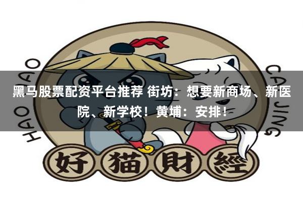 黑马股票配资平台推荐 街坊：想要新商场、新医院、新学校！黄埔：安排！
