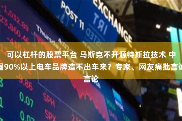 可以杠杆的股票平台 马斯克不开源特斯拉技术 中国90%以上电车品牌造不出车来？专家、网友痛批言论