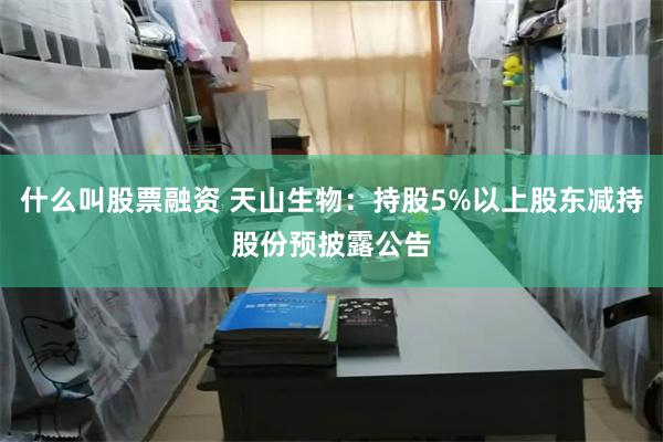 什么叫股票融资 天山生物：持股5%以上股东减持股份预披露公告